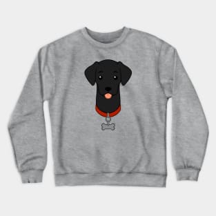 Cartoon Illustrated Black Labrador Retriever With Dog Bone Collar Crewneck Sweatshirt